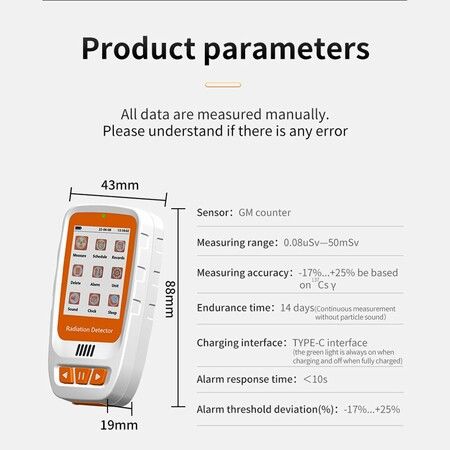 Geiger Counter Nuclear Radiation Detector Monitor  Seafood waste  Dosimeter,Rechargeable Beta Gamma X-ray  Handheld Radiation Monitor with LCD Display