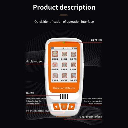 Geiger Counter Nuclear Radiation Detector Monitor  Seafood waste  Dosimeter,Rechargeable Beta Gamma X-ray  Handheld Radiation Monitor with LCD Display