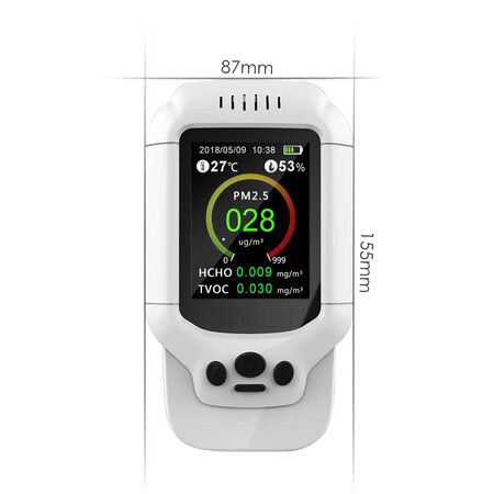 Air Quality Monitor, Formaldehyde Detector, Temperature & Humidity Meter, Pollution Tester Detect PM2.5/PM10/PM1.0 Micron Dust, Test Indoor TVOC