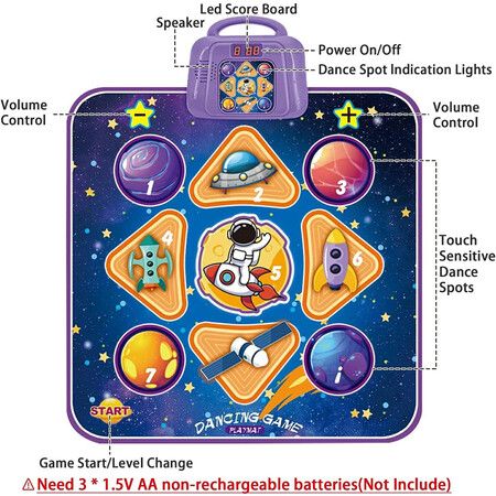 Dance Mat for Kids Ages 4-12, Electronic Light Up Dancing Challenge Playmat with LED Lights