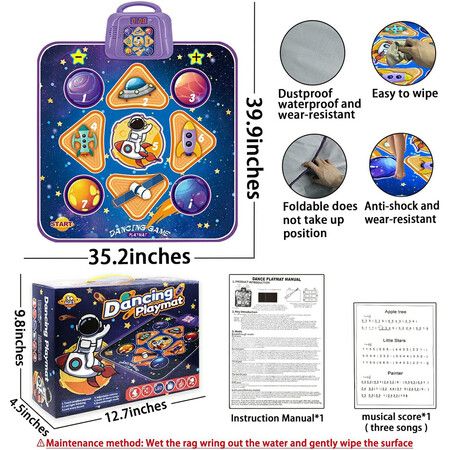 Dance Mat for Kids Ages 4-12, Electronic Light Up Dancing Challenge Playmat with LED Lights