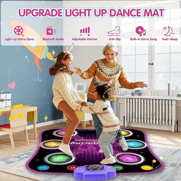 Dance Mat, Electronic Music Dance Pad with LED Lights and Wireless Bluetooth for Girl 4-12 Years Old