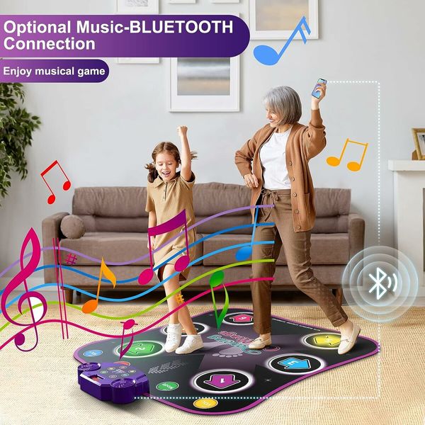 Dance Mat Toys for 3-12 Year Old Kids, Electronic Dance Pad with Light-up 6-Button and Wireless Bluetooth