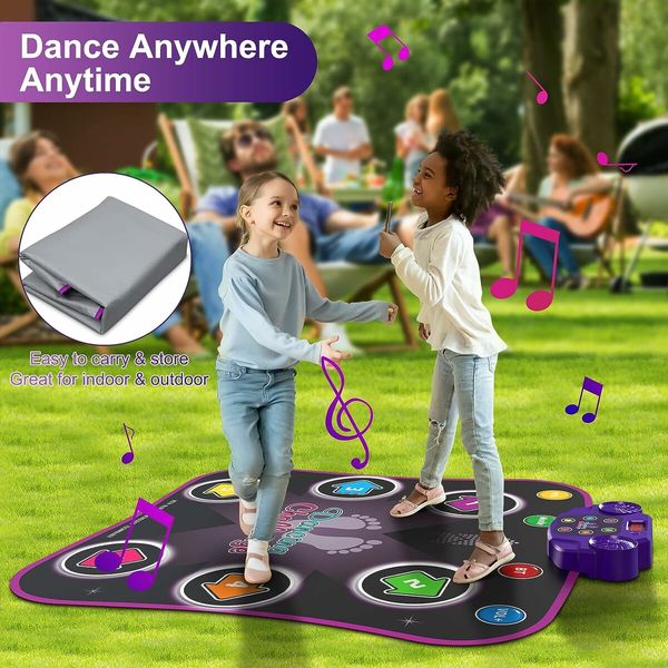 Dance Mat Toys for 3-12 Year Old Kids, Electronic Dance Pad with Light-up 6-Button and Wireless Bluetooth