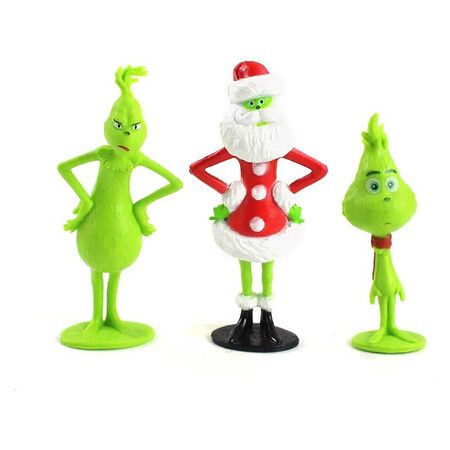 Cartoon Grinch Character Ornaments, Monster Doll Toy, Gifts for Kids Fans 12 Pieces