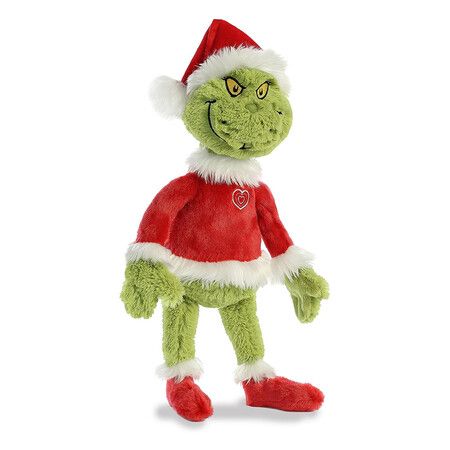 16 Inch Grinch Santa Stuffed Animal, Green, Red