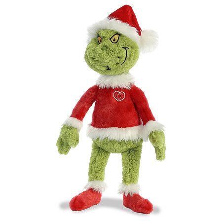 16 Inch Grinch Santa Stuffed Animal, Green, Red