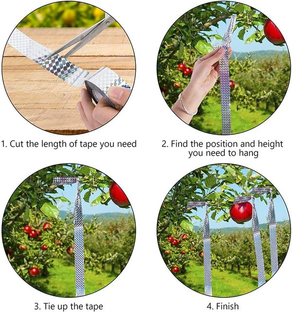 2.4cm* 80m Bird Scare Tape, Bird Repellent Tape Keep Birds Away, Bird Reflective Deterrent Ribbon Tape Outdoor