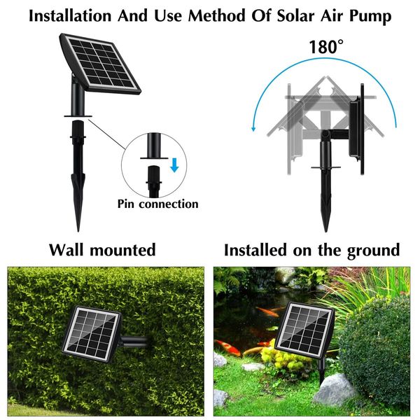 Solar Air Pump-2 Modes Solar Pond Aerator,Aquarium Air Pump Aerator,Pond Air Pump for Outdoor Fish Air Pump,Aquaculture, Hydroponics 2W