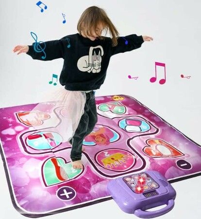 Dance Mat Toys, Musical Dance Play Mat with LED Lights for Girls 3-12 Years Old