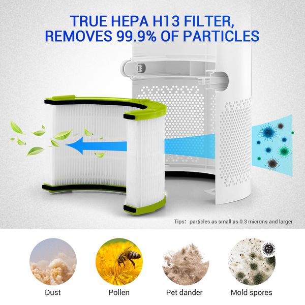 3 In 1 Bladeless Fan Heater Electric Tower Cool Air Hot HEPA Filter Purifier Remote Touch 9H Timer 80 Degree Oscillating LED Office Bedroom Floor Standing