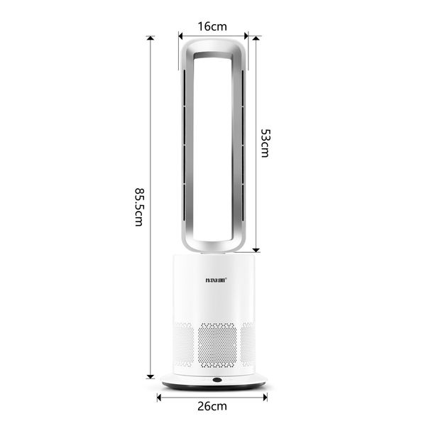 3 In 1 Bladeless Fan Heater Electric Tower Cool Air Hot HEPA Filter Purifier Remote Touch 9H Timer 80 Degree Oscillating LED Office Bedroom Floor Standing