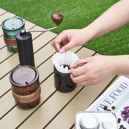 4-Piece Portable Pour-over DIY Manual Portable Coffee Maker Set with Hand Grinder for Travel