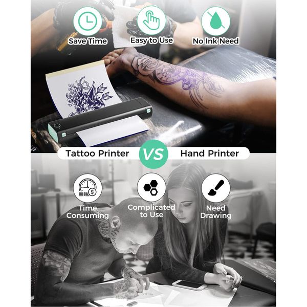 Phomemo M08F Wireless Tattoo Transfer Stencil Printer,Tattoo Transfer Thermal Copier Machine with 10pcs Free Transfer Paper,Tattoo Printer Kit for Tattoo Artists,Compatible with Smartphone & Pc