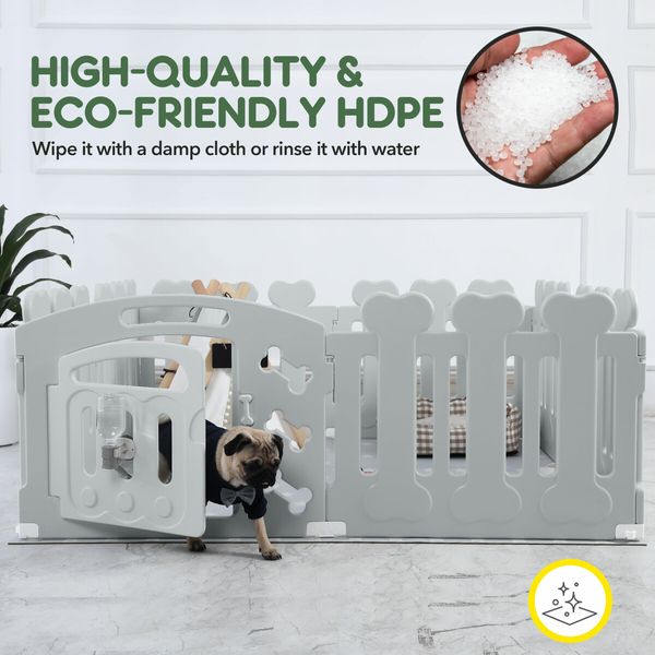 Dog Playpen Crate Pet Pen Cat Enclosure Indoor Outdoor Puppy Exercise Cage Safety Play Fence Gate Whelping Box Kennel Portable 155x78x60cm