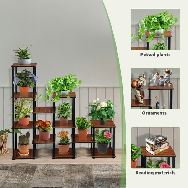 Plant Flower Pots Stand 12 Shelves Corner Shelf Potted Holder Bookshelf Indoor Outdoor Garden Tiered Display Unit Storage Rack