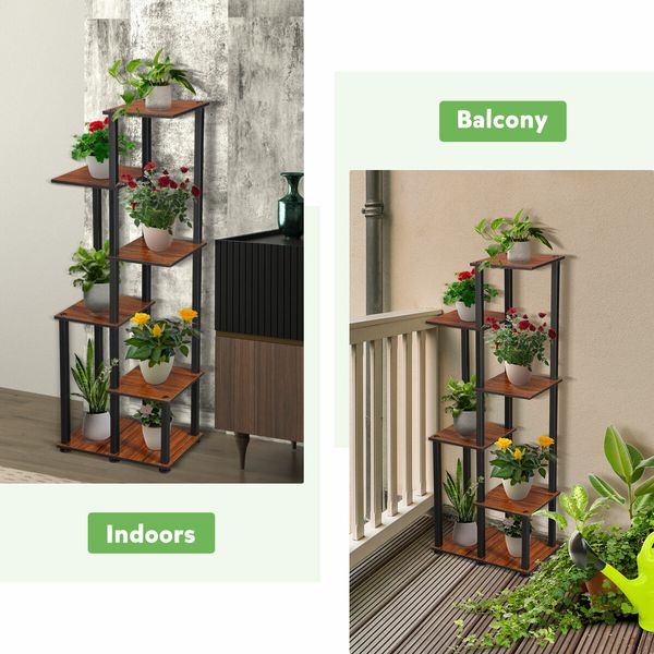 6 Tier Plant Pots Stand Flower Corner Shelf Bookshelf Holder Potted Shelves Outdoor Indoor Garden Tiered Display Unit Storage Rack