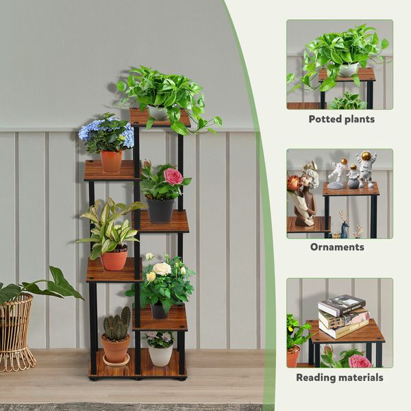 6 Tier Plant Pots Stand Flower Corner Shelf Bookshelf Holder Potted Shelves Outdoor Indoor Garden Tiered Display Unit Storage Rack