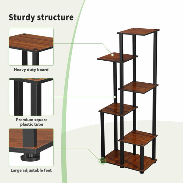 6 Tier Plant Pots Stand Flower Corner Shelf Bookshelf Holder Potted Shelves Outdoor Indoor Garden Tiered Display Unit Storage Rack