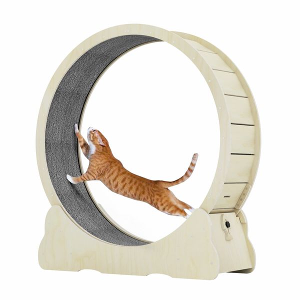 Wood Cat Wheel Exercise Treadmill Dog Running Exerciser Gym Puppy Walking Indoor Kitty Spinning Workout Training Equipment