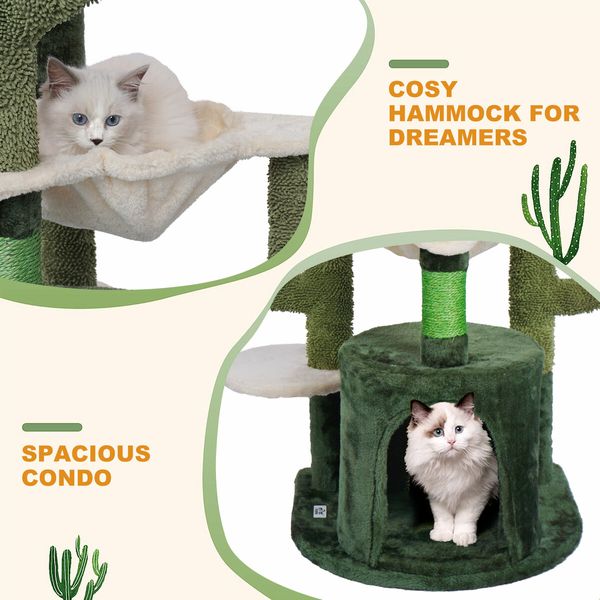 90cm Cat Tower Tree Scratching Post Bed House Sisal Scratcher Furniture Stand Cave Condo Climbing Gym Play Hammock Perch Ball