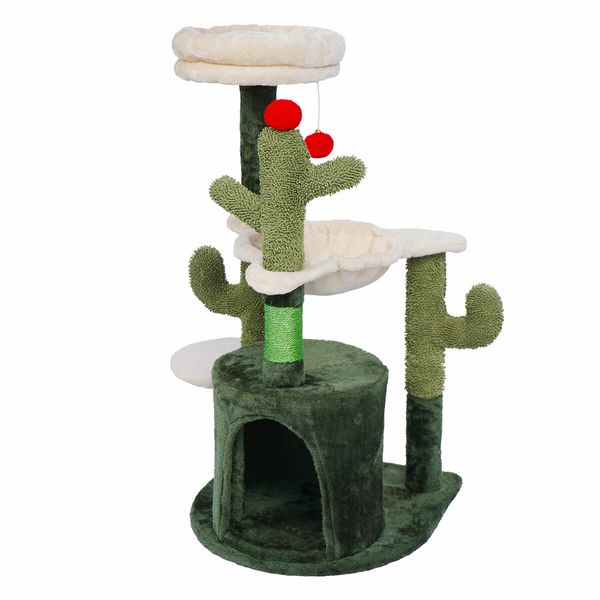 90cm Cat Tower Tree Scratching Post Bed House Sisal Scratcher Furniture Stand Cave Condo Climbing Gym Play Hammock Perch Ball