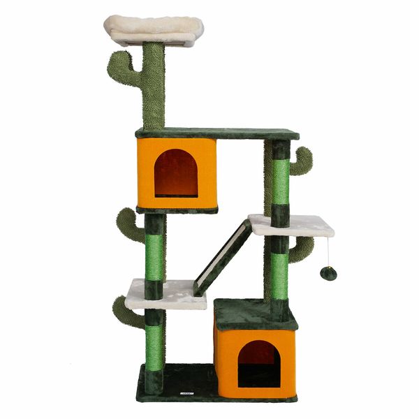 146cm Cat Tree Tower Bed Scratching Post House Sisal Scratcher Furniture Cave Stand Condos Climbing Play Gym Perch Ramp