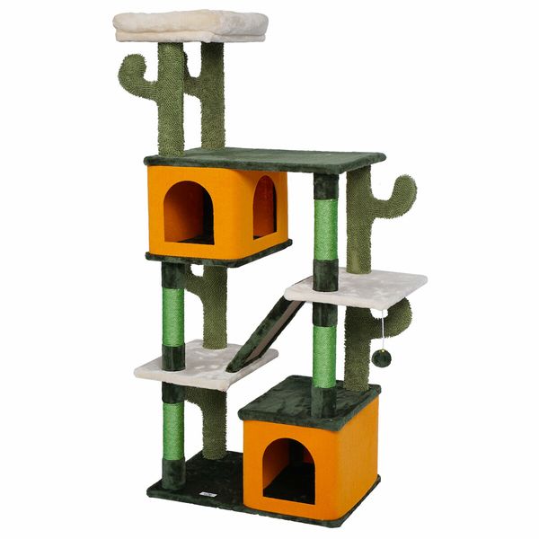 146cm Cat Tree Tower Bed Scratching Post House Sisal Scratcher Furniture Cave Stand Condos Climbing Play Gym Perch Ramp