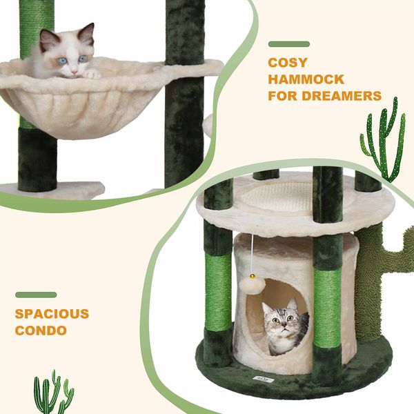 172cm Cat Tower Tree Scratching Post House Bed Sisal Scratcher Cave Furniture Condos Climbing Stand Play Hammock Balls