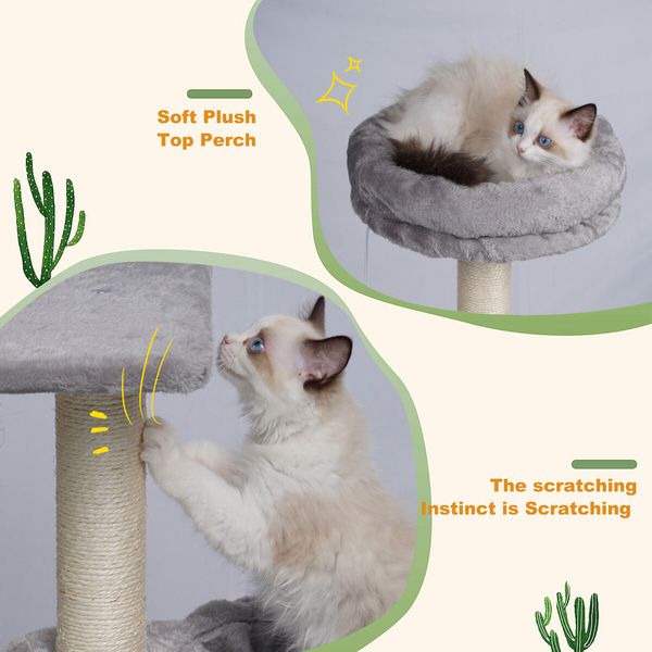 127cm Cat Tree Tower Scratching Post Bed Sisal Scratcher Furniture House Cave Condos Climbing Stand Gym Hammock Ramp