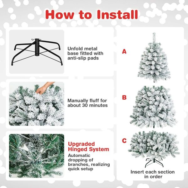 1.8M White Artificial Holiday Christmas Tree with 600 PVC Tips for Christmas Decoration