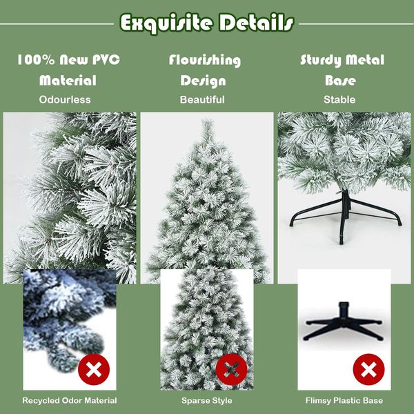 1.8 M Pine Needle Artificial Christmas Tree with 586 Branch Tips and a Metal Stand for Decorations