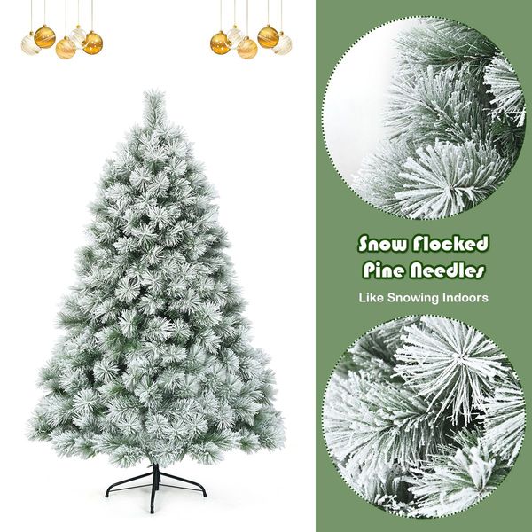 1.8 M Pine Needle Artificial Christmas Tree with 586 Branch Tips and a Metal Stand for Decorations