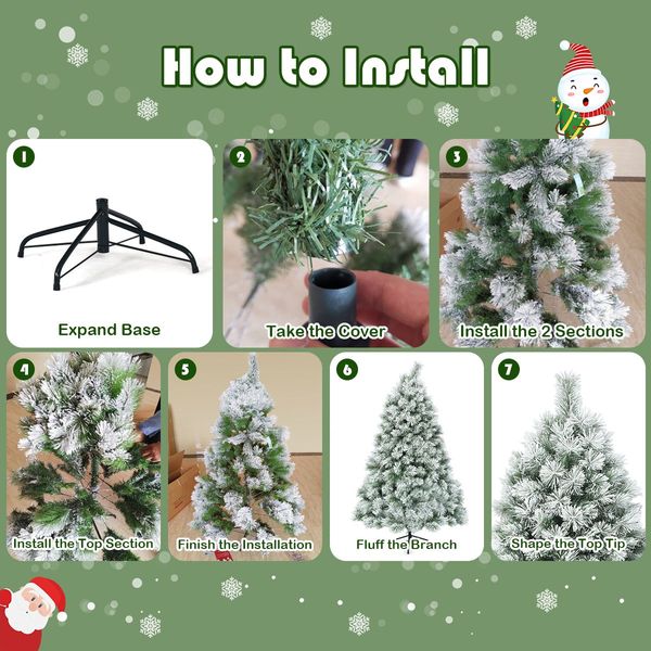 1.8 M Pine Needle Artificial Christmas Tree with 586 Branch Tips and a Metal Stand for Decorations