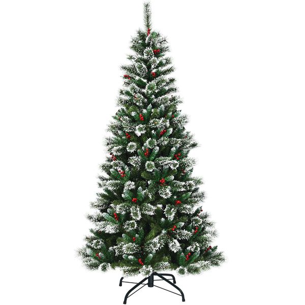 1.5/1.8/2.1 M Artificial Christmas Tree with Pine Needles & Red Berries