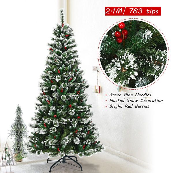 1.5/1.8/2.1 M Artificial Christmas Tree with Pine Needles & Red Berries