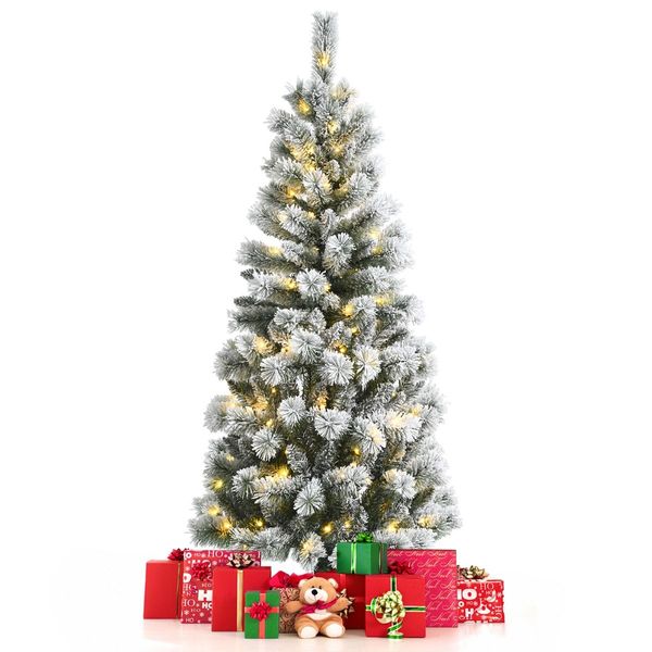 1.5/1.8M Pre-lit Artificial Christmas Tree with 9 Lighting Modes and 140/200 Color Changing LED Lights for Decorations