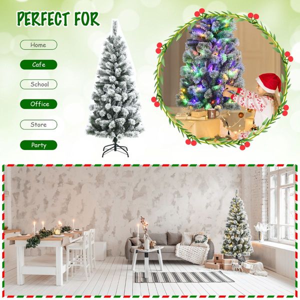 1.5/1.8M Pre-lit Artificial Christmas Tree with 9 Lighting Modes and 140/200 Color Changing LED Lights for Decorations