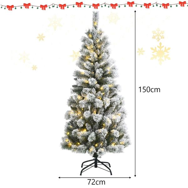 1.5/1.8M Pre-lit Artificial Christmas Tree with 9 Lighting Modes and 140/200 Color Changing LED Lights for Decorations