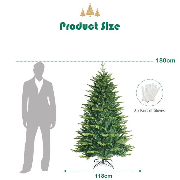 1.8M APP Controlled Christmas Tree with 420 Color Changing LED Lights and 1740 Branch Tips for Decorations