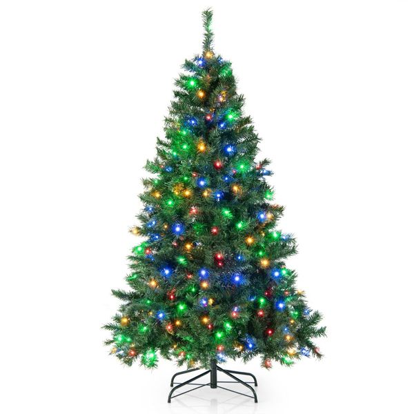 1.8M Pre-lit Hinged Christmas Tree with Memory Function & LED Lights