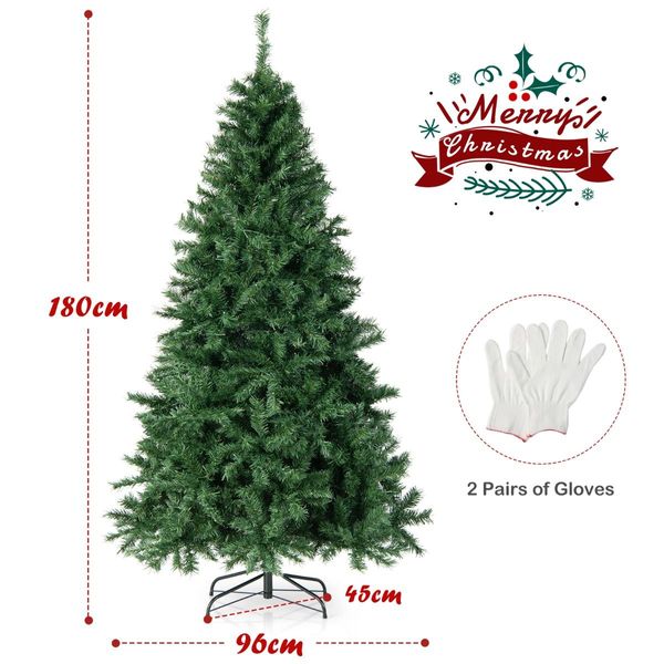 1.8M Pre-lit Hinged Christmas Tree with Memory Function & LED Lights