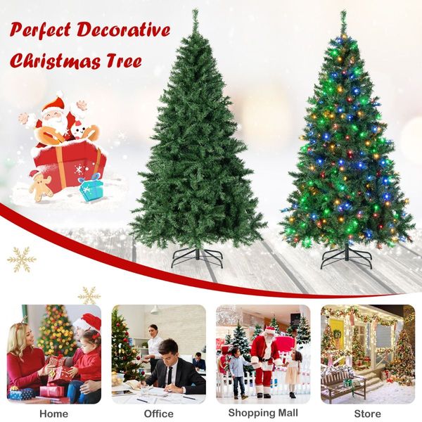 1.8M Pre-lit Hinged Christmas Tree with Memory Function & LED Lights