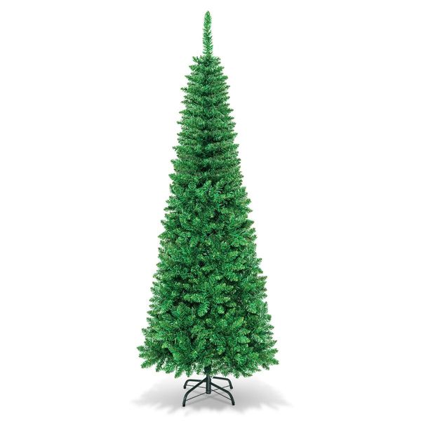 1.98 M Artificial Pencil Christmas Tree with LED Lights for Home & Shop