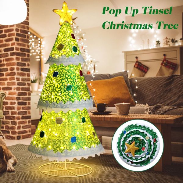 1.41M Pop-up Christmas Tree with 110 Warm Lights & Tree Top Star