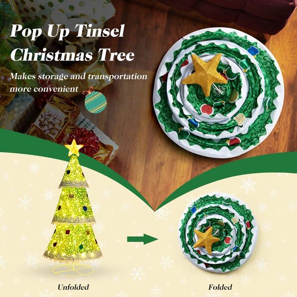 1.41M Pop-up Christmas Tree with 110 Warm Lights & Tree Top Star