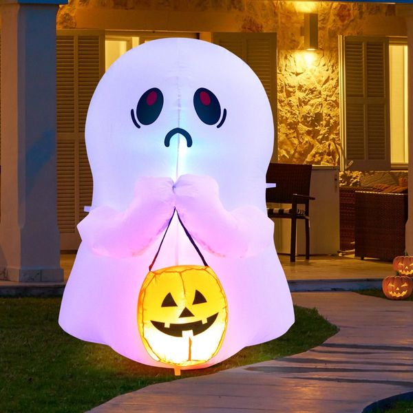 120 CM Halloween Inflatable Ghost with Pumpkin Lantern for Decoration