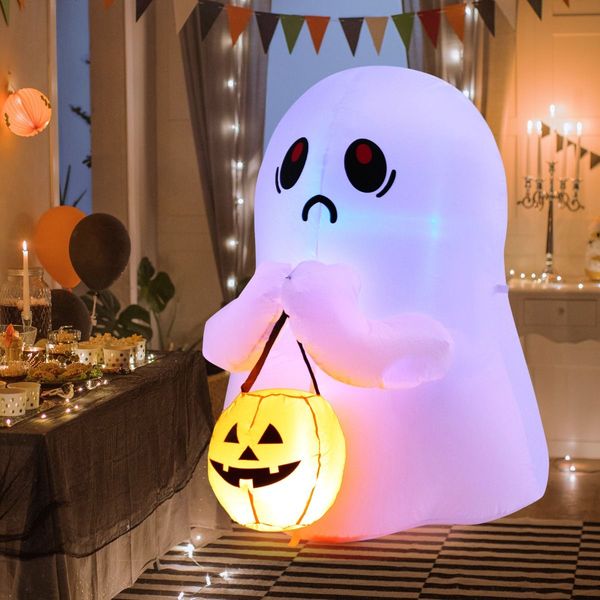 120 CM Halloween Inflatable Ghost with Pumpkin Lantern for Decoration