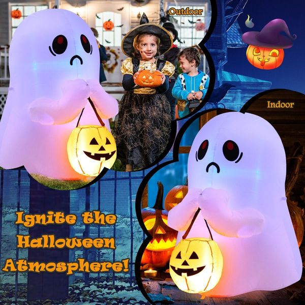 120 CM Halloween Inflatable Ghost with Pumpkin Lantern for Decoration