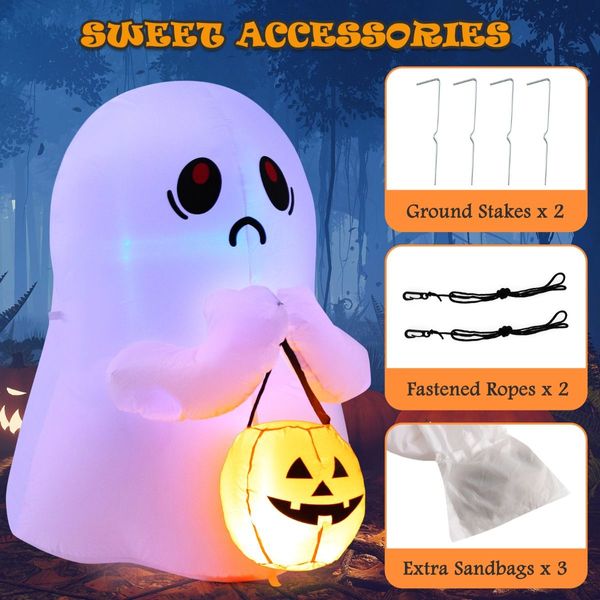 120 CM Halloween Inflatable Ghost with Pumpkin Lantern for Decoration